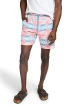 Faherty Shorelite Printed Drawstring 7 Swim Trunks In Water Color Star Nation