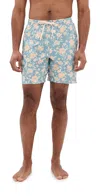 Faherty Shorelite 7 Swim Trunks In River Waters Blossom