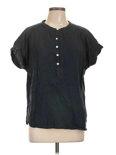 Pre-owned Faherty Short Sleeve Blouse In Black