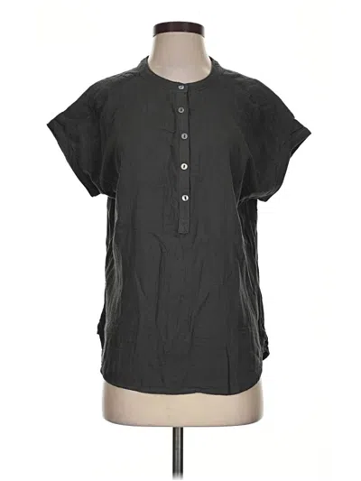 Pre-owned Faherty Short Sleeve Blouse In Black