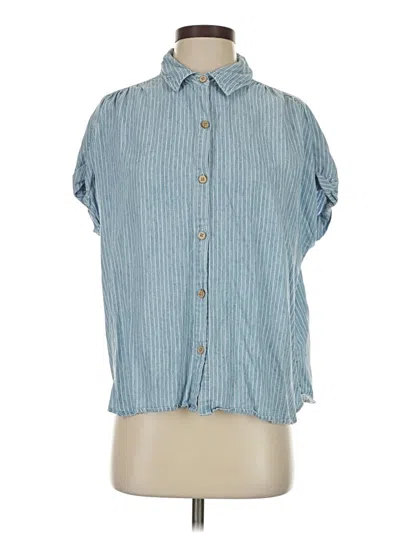 Pre-owned Faherty Short Sleeve Blouse In Blue