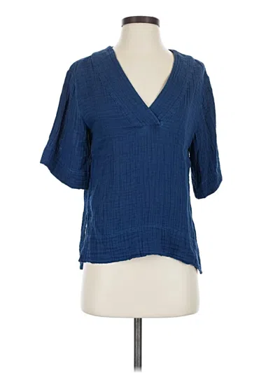 Pre-owned Faherty Short Sleeve Blouse In Blue