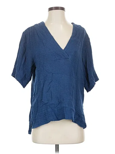 Pre-owned Faherty Short Sleeve Blouse In Blue