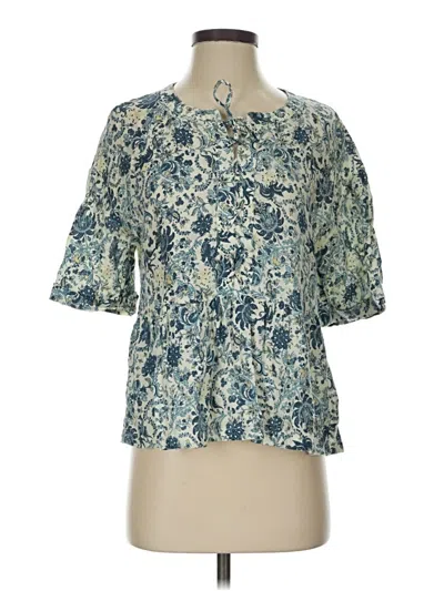 Pre-owned Faherty Short Sleeve Blouse In Blue