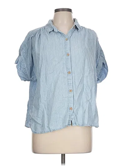 Pre-owned Faherty Short Sleeve Blouse In Blue