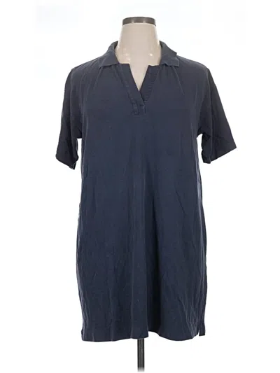 Pre-owned Faherty Short Sleeve Blouse In Blue