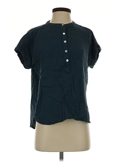 Pre-owned Faherty Short Sleeve Blouse In Blue