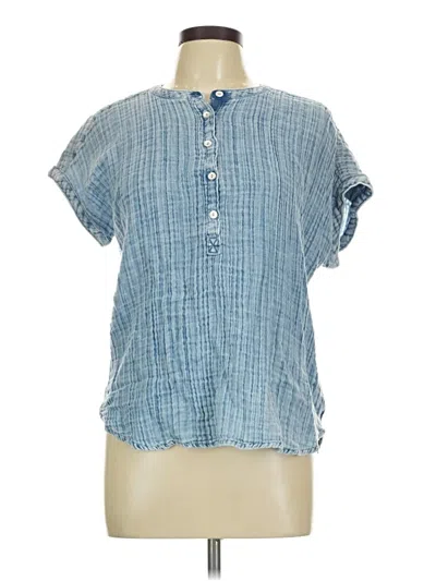 Pre-owned Faherty Short Sleeve Blouse In Blue