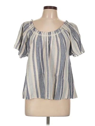 Pre-owned Faherty Short Sleeve Blouse In Gray