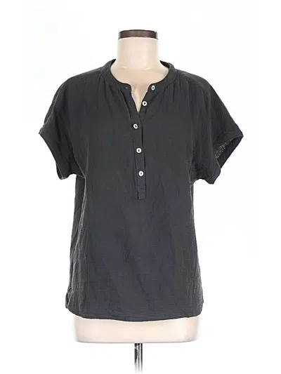 Pre-owned Faherty Short Sleeve Blouse In Gray