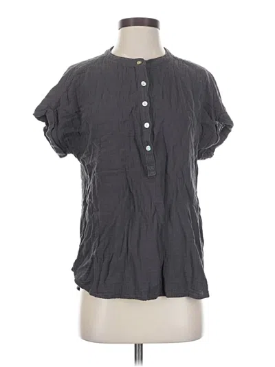 Pre-owned Faherty Short Sleeve Blouse In Gray