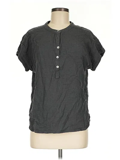 Pre-owned Faherty Short Sleeve Blouse In Gray