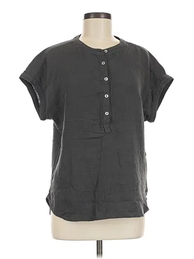 Pre-owned Faherty Short Sleeve Blouse In Gray