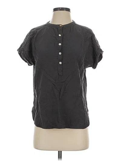 Pre-owned Faherty Short Sleeve Blouse In Gray