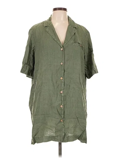Pre-owned Faherty Short Sleeve Blouse In Green