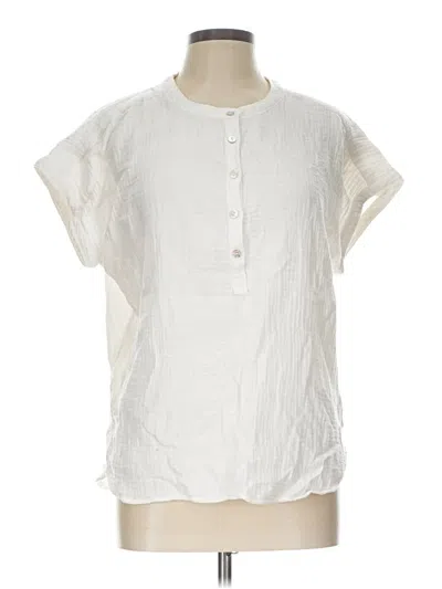 Pre-owned Faherty Short Sleeve Blouse In Ivory