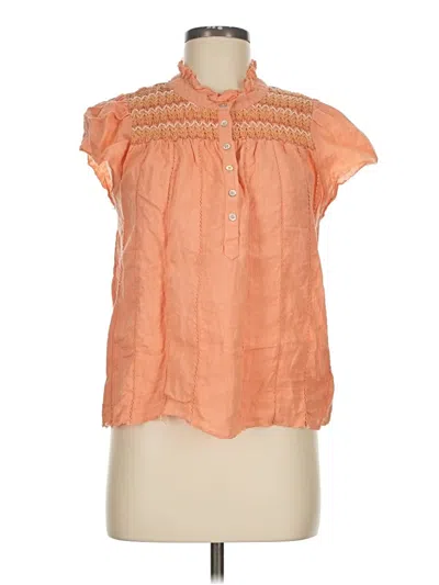 Pre-owned Faherty Short Sleeve Blouse In Orange