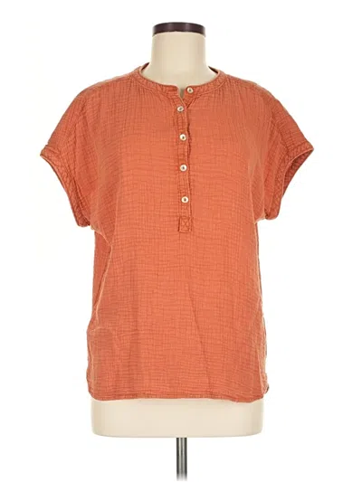 Pre-owned Faherty Short Sleeve Blouse In Orange