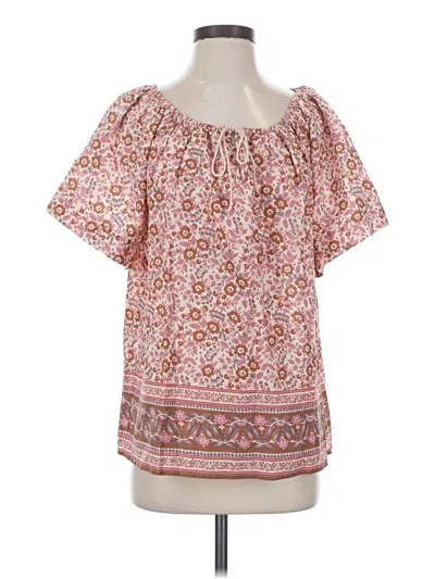 Pre-owned Faherty Short Sleeve Blouse In Pink