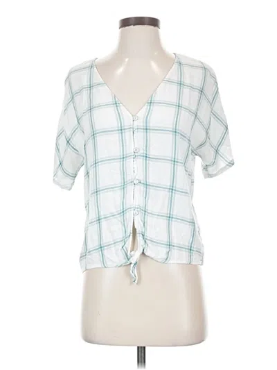 Pre-owned Faherty Short Sleeve Blouse In Teal