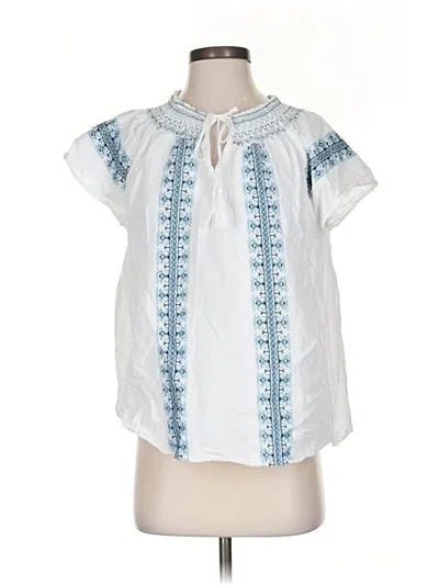 Pre-owned Faherty Short Sleeve Blouse In White