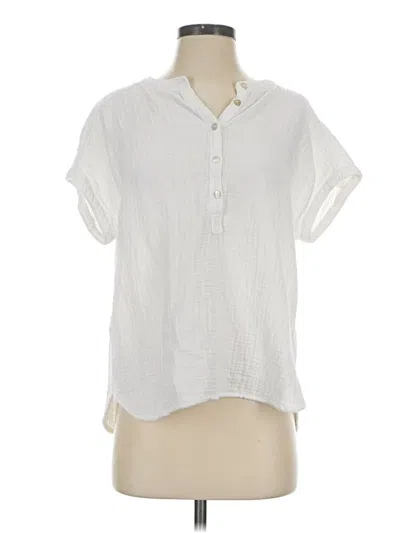 Pre-owned Faherty Short Sleeve Blouse In White