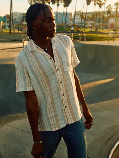Faherty Short-sleeve Breeze Camp Shirt In Golden Beach Stripe