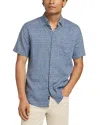 Faherty Laguna Short Sleeve Linen Shirt In Blue