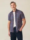 Faherty Short-sleeve Breeze Shirt In Berry Navy Floral