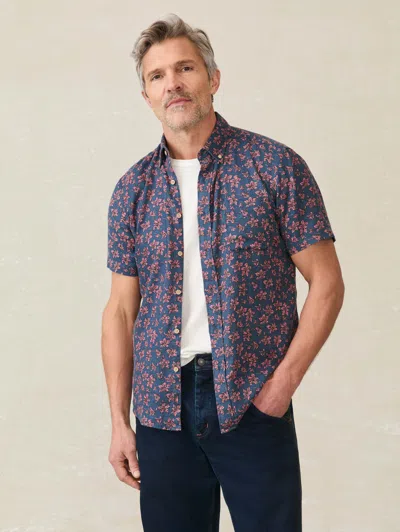 Faherty Short-sleeve Breeze Shirt In Berry Navy Floral
