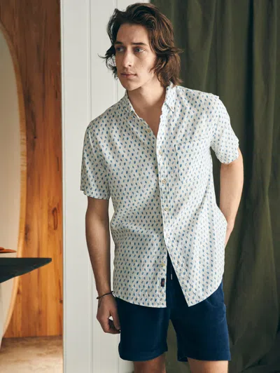 Faherty Short-sleeve Breeze Shirt In Blue Palm Foliage