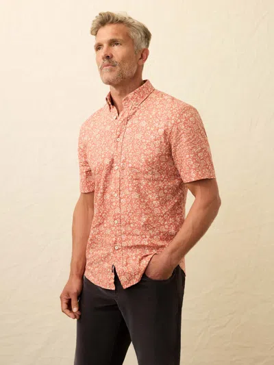 Faherty Short-sleeve Breeze Shirt In Orange