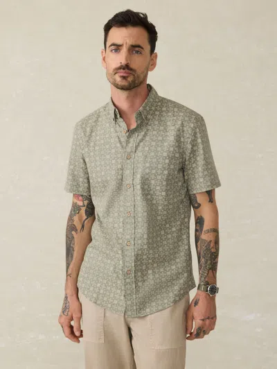 Faherty Short-sleeve Breeze Shirt In Sundried Sage Emblem