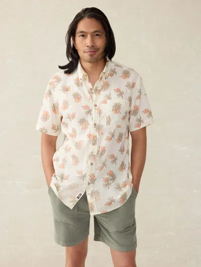 Faherty Short-sleeve Breeze Shirt In Sunlit Palm & Waves