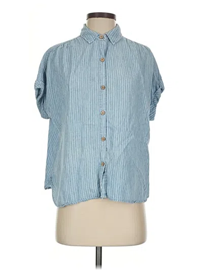 Pre-owned Faherty Short Sleeve Button Down Shirt In Blue