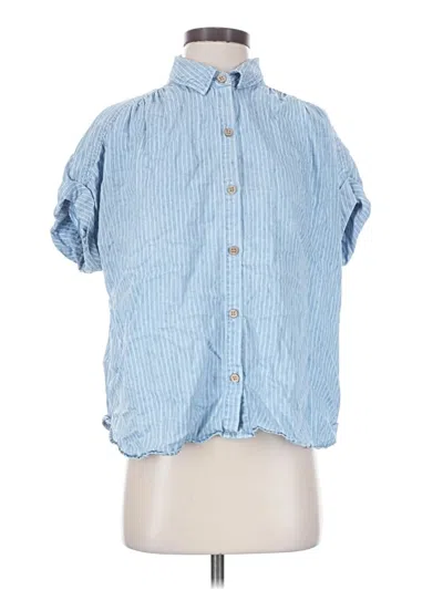 Pre-owned Faherty Short Sleeve Button Down Shirt In Blue