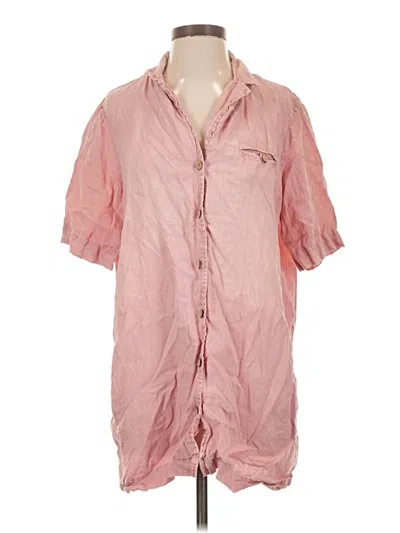 Pre-owned Faherty Short Sleeve Button Down Shirt In Pink