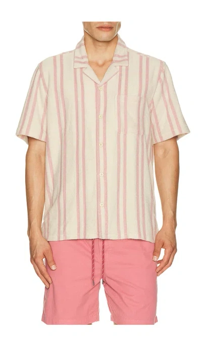 Faherty Short Sleeve Relaxed Fit Cabana Towel Terry Shirt In Pink