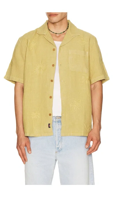 Faherty Short Sleeve Embroidered Shirt In Brown