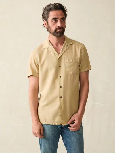 Faherty Short-sleeve Getaway Camp Shirt In Safari Khaki