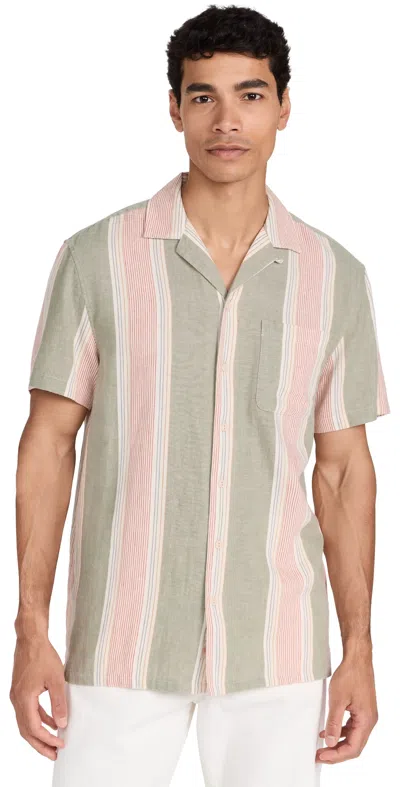 Faherty Short Sleeve Hemp Blend Camp Shirt Forest Isle Stripe In Forest Isle Stripe