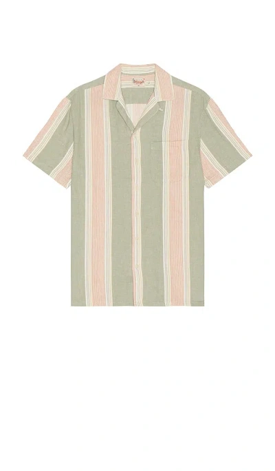 Faherty Short Sleeve Hemp Blend Camp Shirt In Green