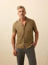 Faherty Short-sleeve Hemp Blend Shirt In Brown