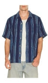 Faherty Striped-pattern Short-sleeve Shirt In Blue