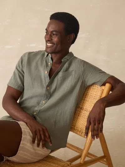 Faherty Short Sleeve Laguna Linen Shirt In White