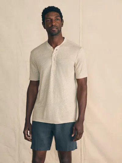 Faherty Short-sleeve Linen Henley T-shirt In Natural