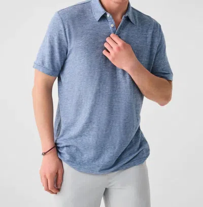 Faherty Short-sleeve Linen Laguna Polo In Cool Breeze Heather In Blue