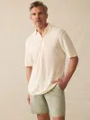 Faherty Short-sleeve Linen Polo Shirt In Neutral