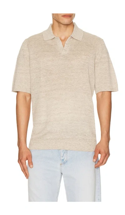 Faherty Short Sleeve Linen Sweater Polo In Neutral