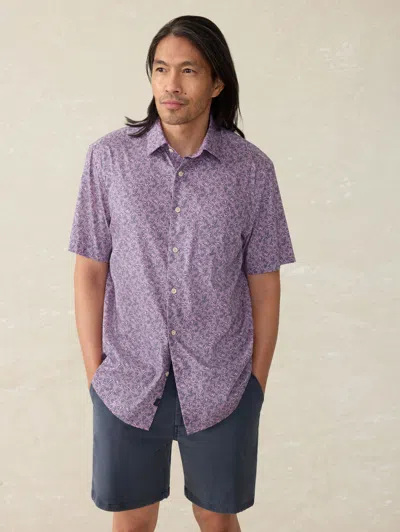 Faherty Short-sleeve Movement&trade; Monterey Shirt In Lavender Sky Canopy